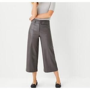 Ann Taylor Women's Faux Leather Taupe Culotte Pants Size 10
